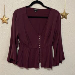 Torrid Plum Peplum Blouse 3/4 Sleeve